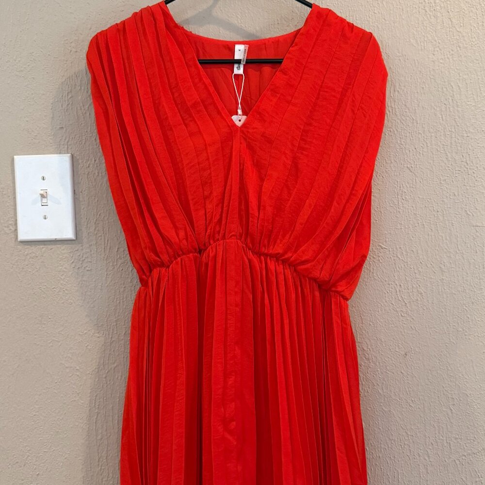 Pleated Orange Mini dress